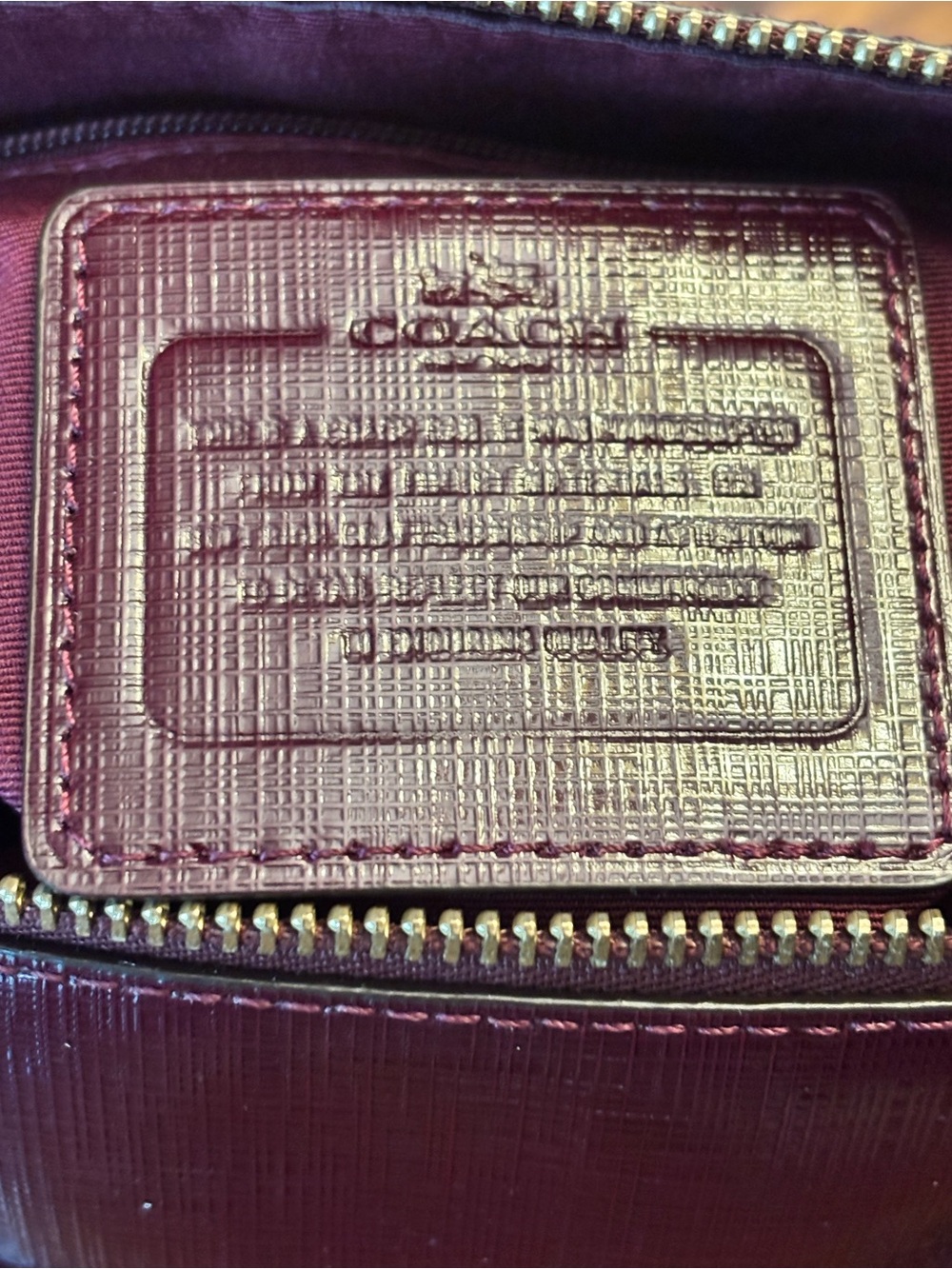 Coach Peyton Nancy Satchel F31403 Burgundy Oxblood Patent Crossgrain Leather EUC - Picture 10 of 12